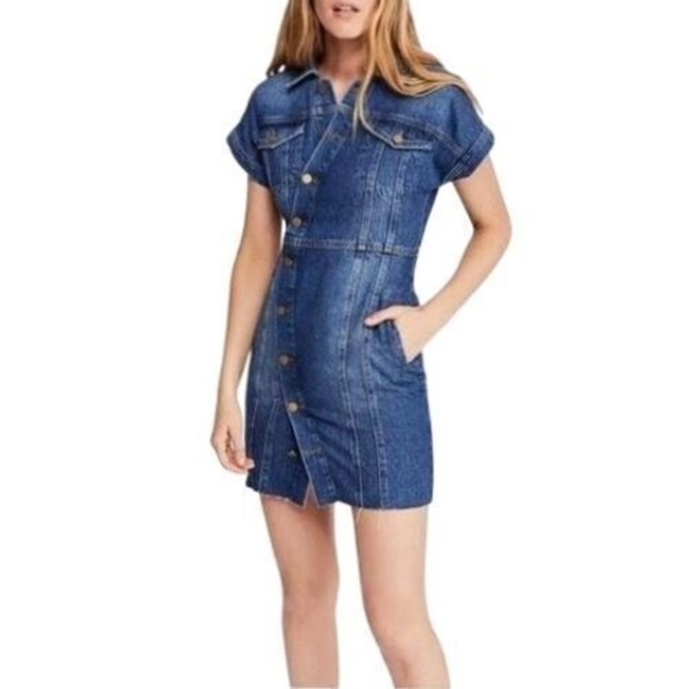 Free People Denim City Mini Jean Shirt Dress Size Small